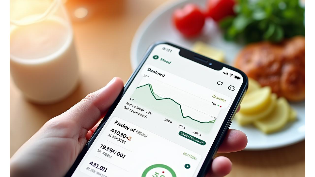 Dashboard di un'applicazione mobile con grafici che mostrano il miglioramento dell'umore e la riduzione dello stress nel tempo.